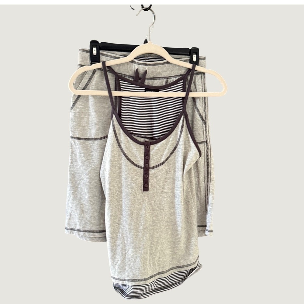 Joe Boxer Womens Pajama Set Heather Gray Henley Tank and Shorts Size S